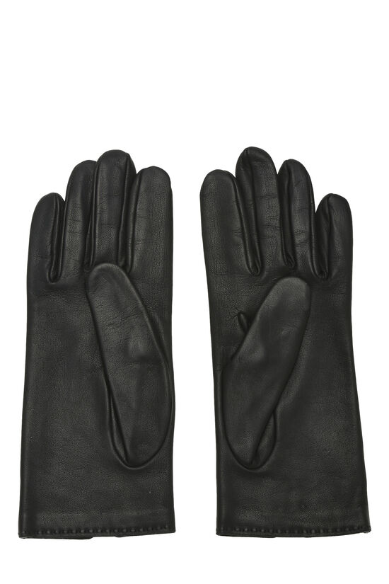 Black Perforated Lambskin Gloves, , large image number 1