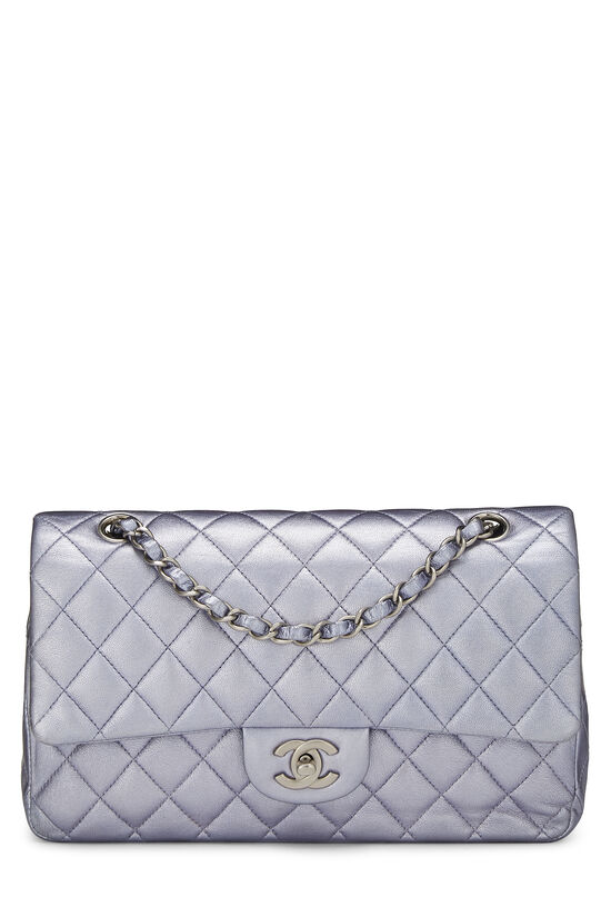 Authentic Chanel Airline 2016 Silver Quilted Leather Easy Flap