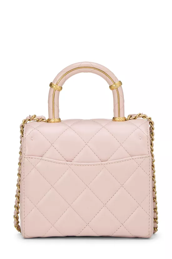 Pre-Owned Pink Quilted Lambskin Handle Crush Square Flap Mini