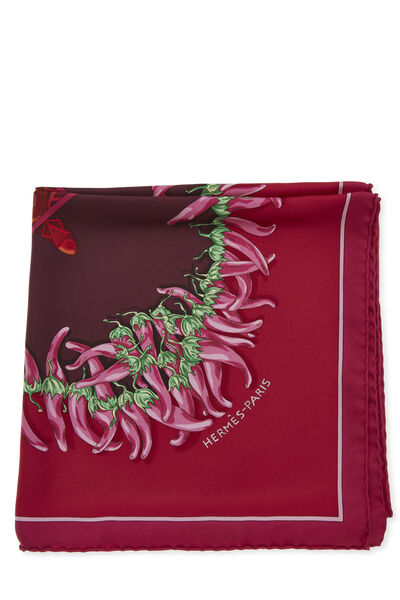 Pink & Multicolor 'Aux Pays Des Épices' Silk Scarf 90, , large