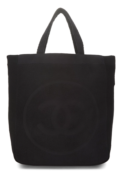 Chanel Black Terry Cloth 'CC' Beach Set