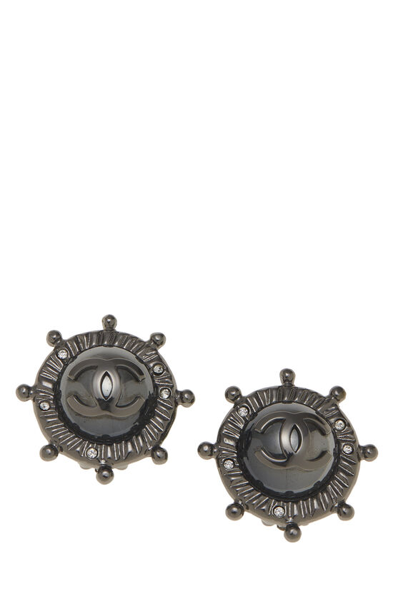 Silver 'CC' Ship Wheel Earrings