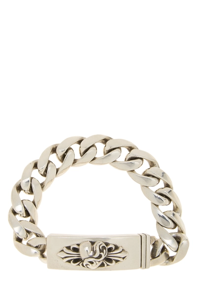 Sterling Silver Floral Heart ID Bracelet