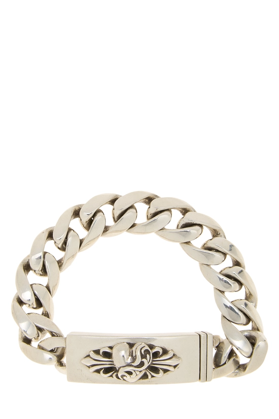 Sterling Silver Floral Heart ID Bracelet, , large image number 0