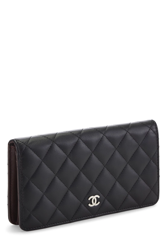 Black Quilted Lambskin Classic Long Yen Wallet, , large image number 1