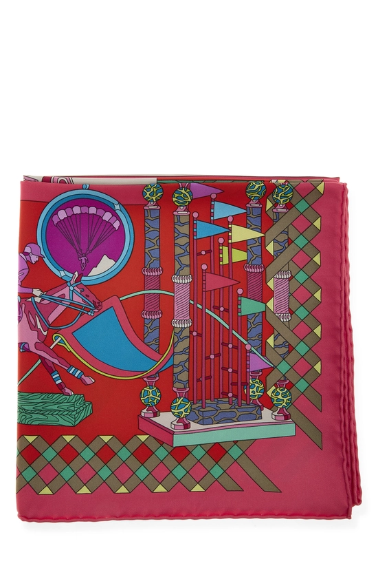Pink & Multicolor 'Les Trophees' Silk Scarf 90, , large image number 1