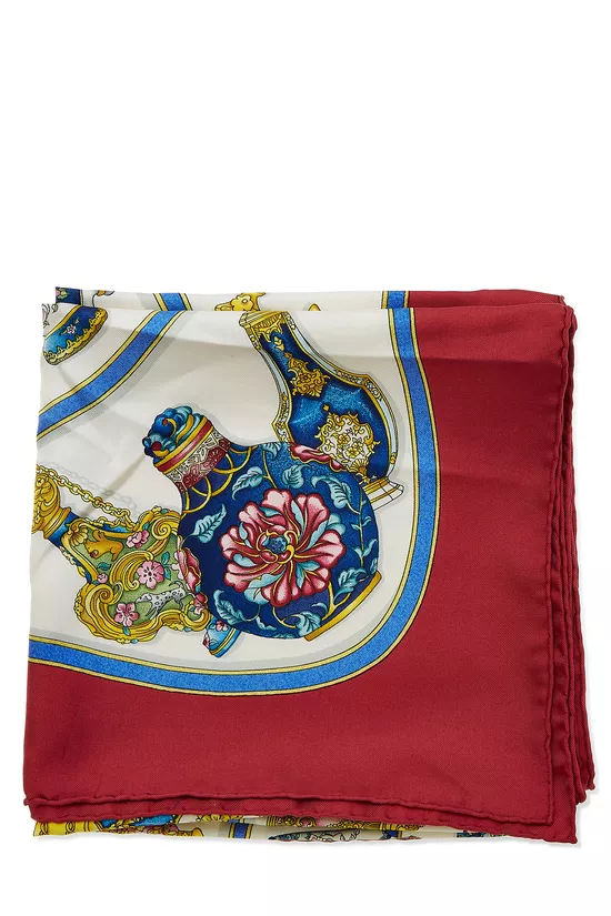 Red & Multicolor 'Qu'importe le Flacon' Silk Scarf 90, , large image number 1