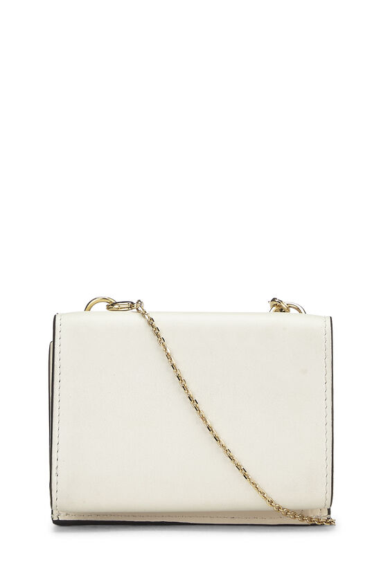 White Leather Roma Compact Chain Wallet, , large image number 2
