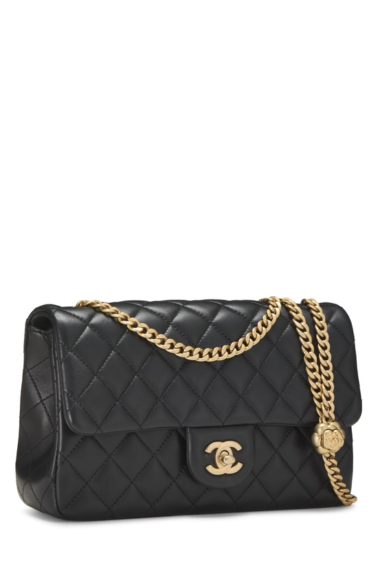 Black Lambskin Sweet Camellia Crush Flap Small, , large image number 1