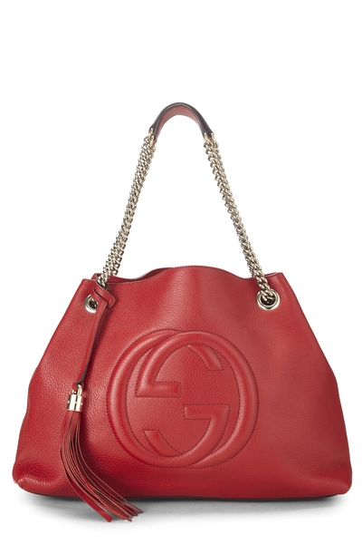 Gucci Red Leather Soho Chain Tote