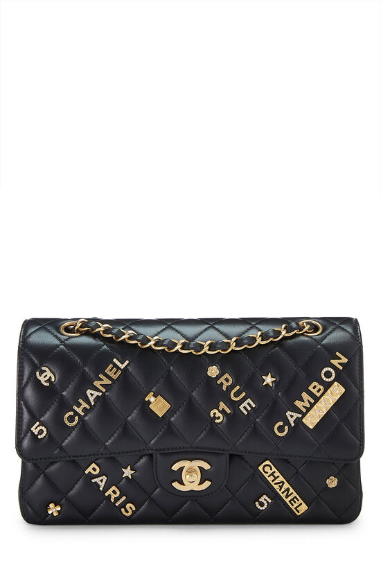 Black Quilted Lambskin Lucky Charm Classic Double Flap Medium, , large image number 1