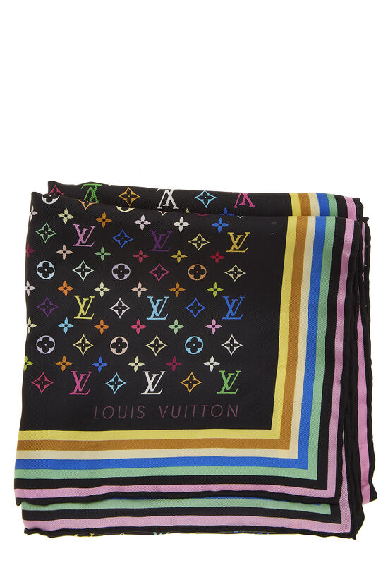 Takashi Murakami x Louis Vuitton Black Multicolore Silk Scarf PM, , large image number 1