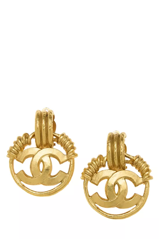 Gold 'CC' Spring Earrings, , large image number 0