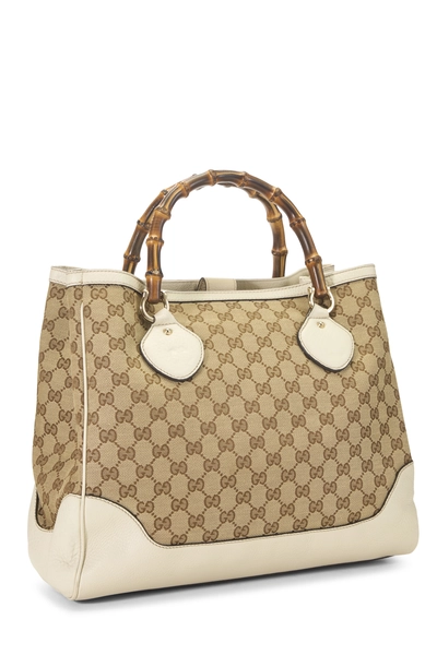 Gucci White Original GG Canvas Bamboo Shopper Tote Small — photo 2