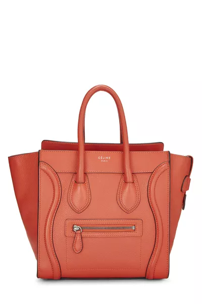 Orange Drummed Calfskin Luggage Micro