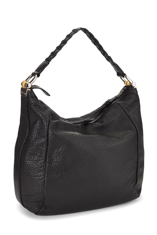 Black Leather Bamboo Braided Hobo, , large image number 1