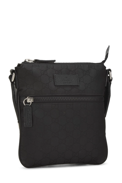 Black GG Nylon Double Zip Messenger Small, , large