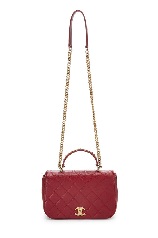 Red Quilted Caviar Carry Around Flap Small , , large image number 1