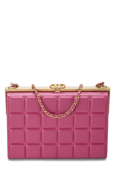 Chanel Pink Lambskin Leather Chocolate Bar Clutch
