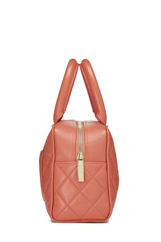 Coral Quilted Caviar Bowler Mini