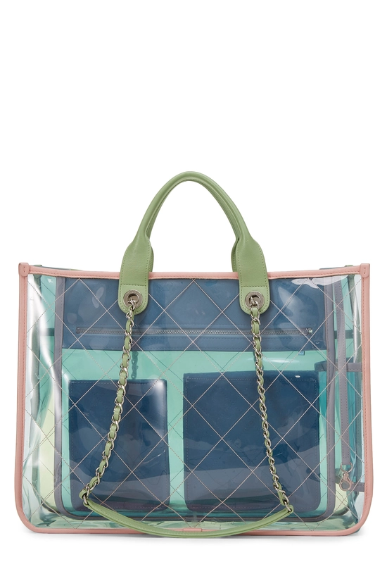 Multicolor Quilted Vinyl Coco Splash Shopping Tote Medium, , large image number 3