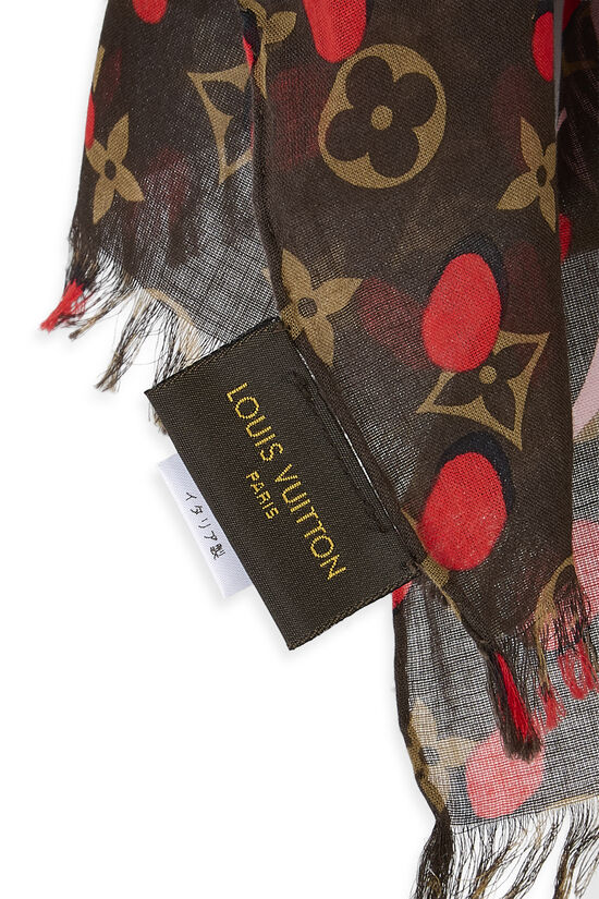 Brown Monogram Cotton Jungle Dot Scarf, , large image number 1