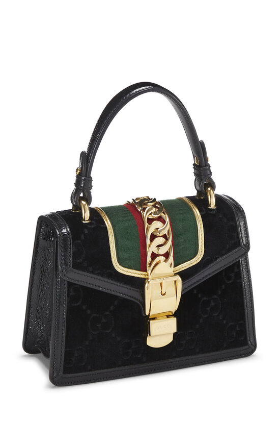 Black GG Velvet Sylvie Handbag Mini, , large image number 1