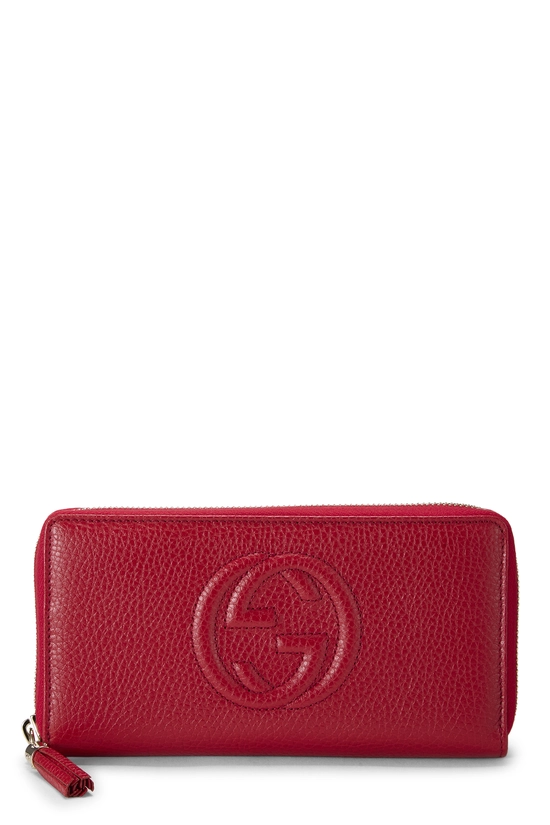 Red Leather Soho Zip Around Wallet, , large image number 0