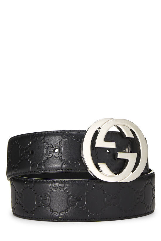 Black Guccissima Leather Interlocking Belt, , large image number 0