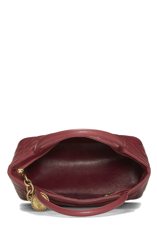 Burgundy Quilted Caviar Medallion Tote