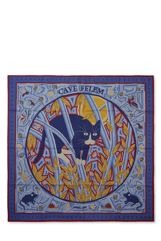 Blue & Multicolor 'Cave Felem' Silk Scarf 90, , large image number 0