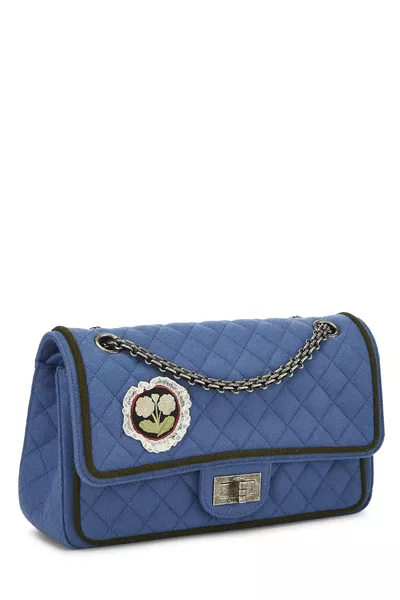 Paris-Salzburg Blue Wool Classic Double Flap Medium, , large