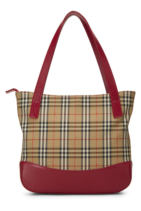 Pre-Owned Red Haymarket Check Tote Small Q3B05DRVRH005