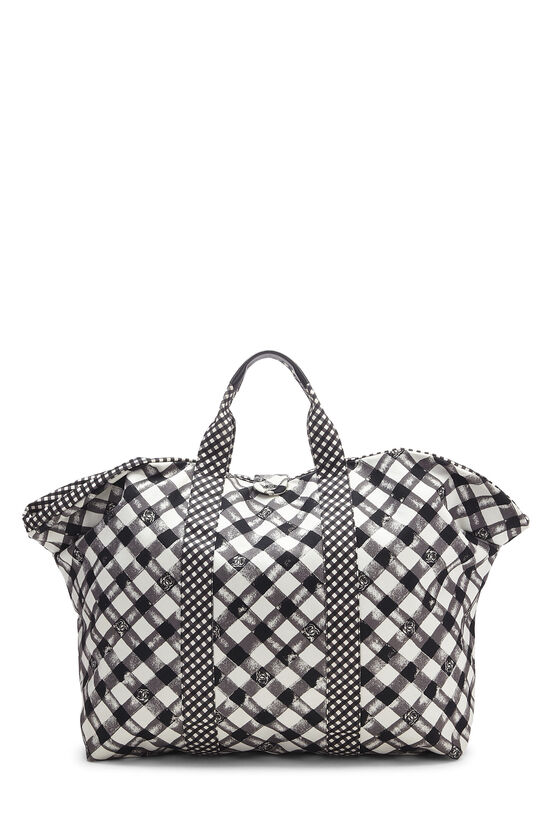 Black & White Gingham Canvas Weekender Large, , large image number 0