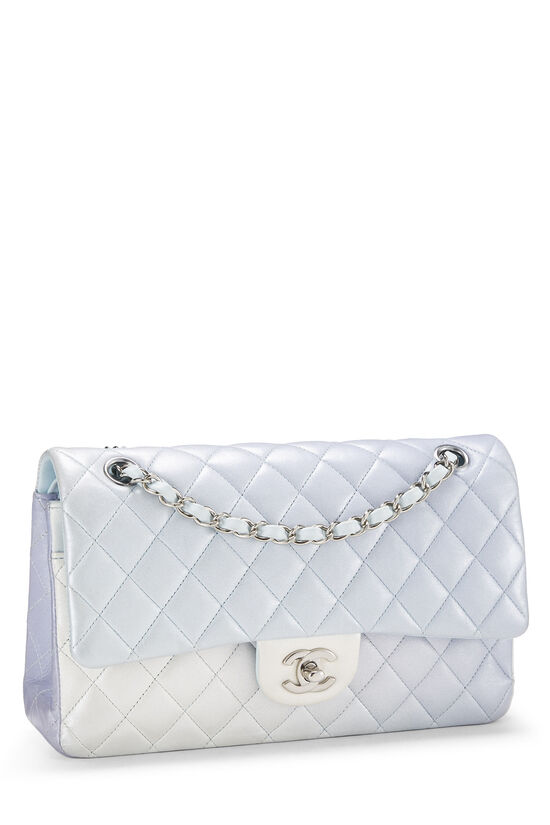 Buy Chanel 21K Iridescent Pearl Lilac Blue Calfskin Classic Double Flap Small SHW | Luxury Sale at REDELUXE