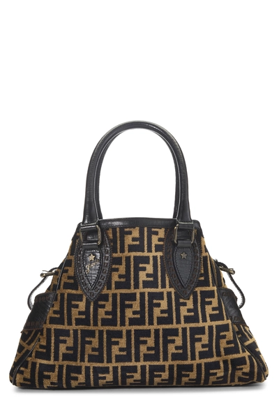 Black & Beige Zucca Velour Bag Du Jour