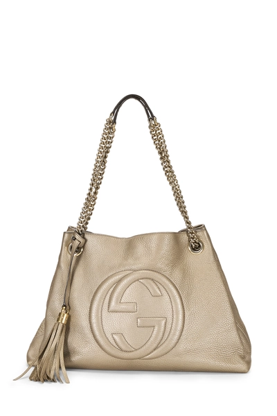 Gucci Gold Metallic Leather Soho Chain Tote