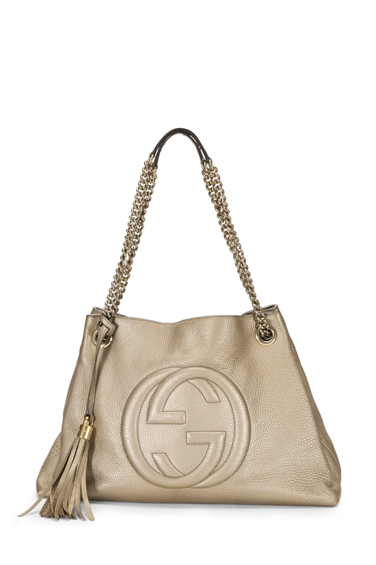 Gold Metallic Leather Soho Chain Tote, , large image number 0