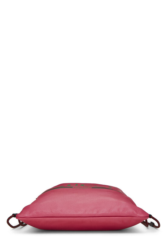 Pink Leather Logo Print Drawstring Backpack Large , , large image number 5