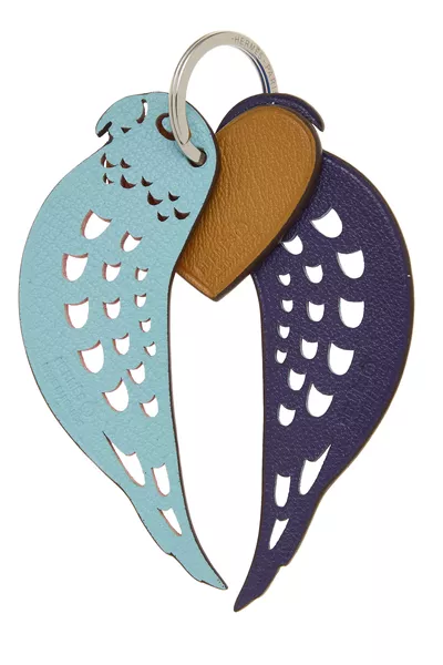 Multicolor Chevre & Togo Reversible Inseparable Petit H Parrot Charm, , large