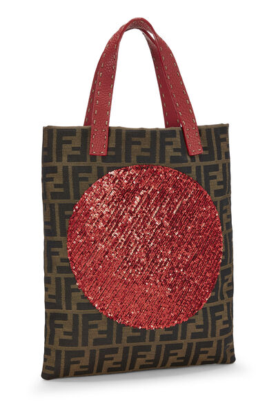 Red Zucca Canvas Sequin Circle Tote, , large