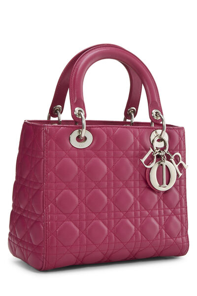 Purple Cannage Quilted Lambskin Lady Dior Medium, , large