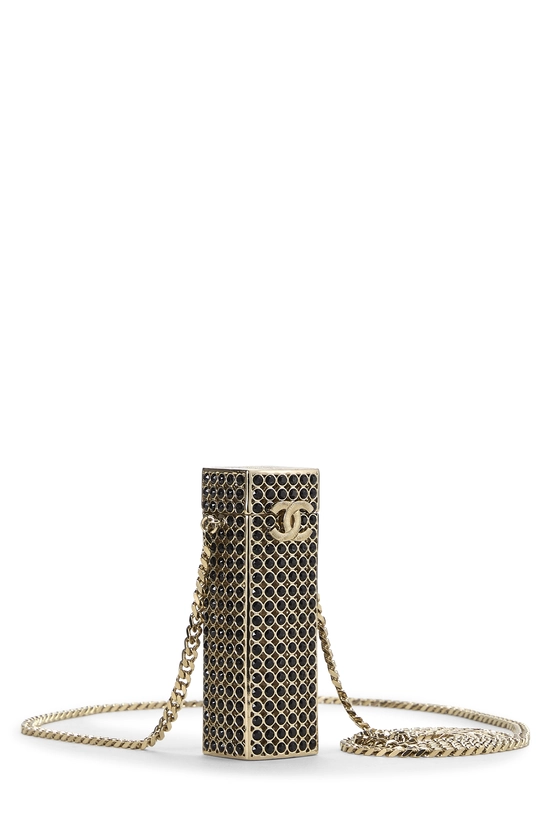Gold Crystal Lipstick Case On Chain, , large image number 1