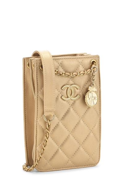 Beige Lambskin Leather Smartphone Holder, , large