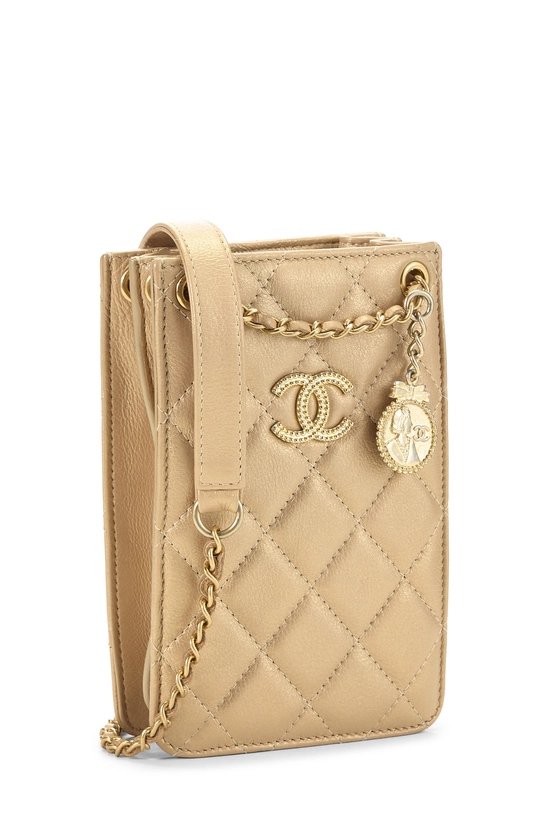 Beige Lambskin Leather Smartphone Holder, , large image number 1