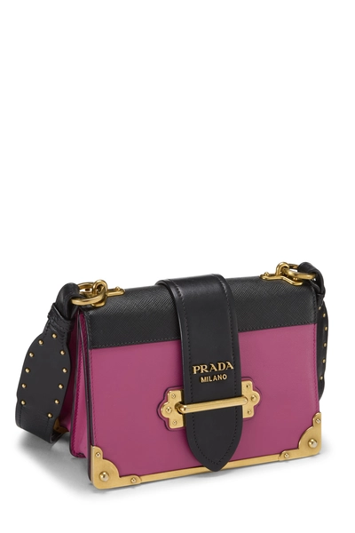 Pink & Black Leather Cahier Crossbody, , large