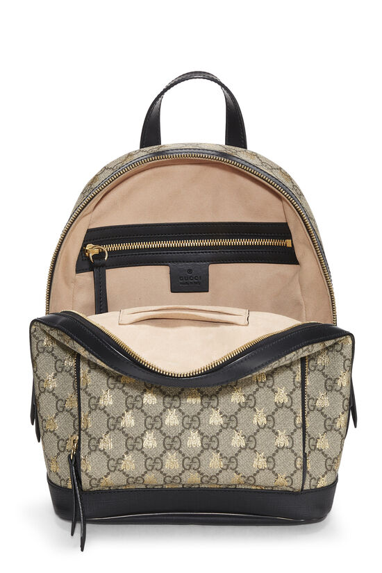 Gucci Black GG Supreme Canvas Bee Backpack Small QFB0HG0L0H001