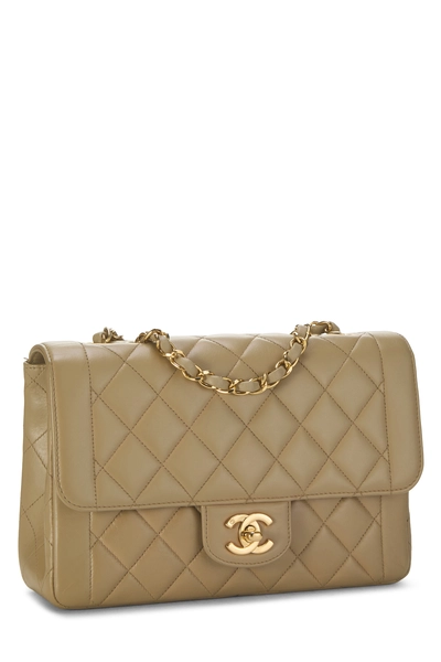Beige Quilted Lambskin Border Flap Small, , large