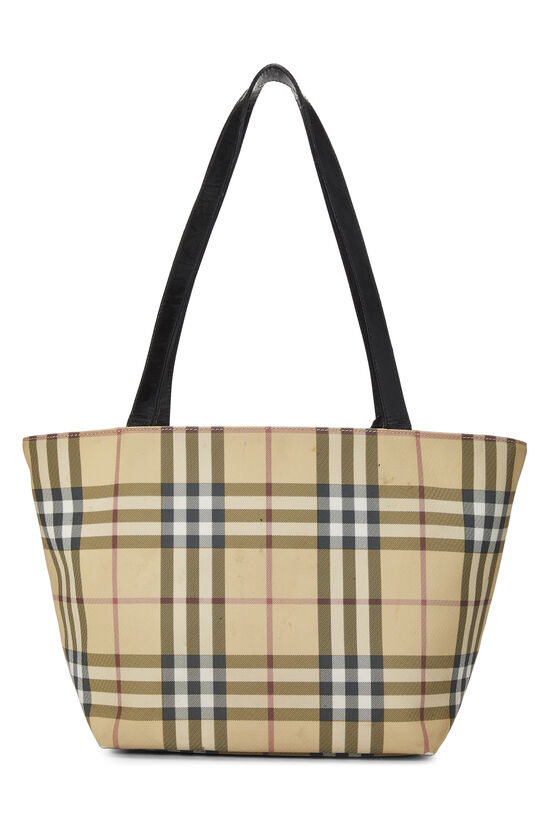 Beige Check Coated Canvas Tote Medium, , large image number 4