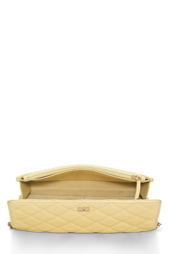 Yellow Iridescent Caviar Classic Quilted Wallet On Chain (WOC), , large image number 5